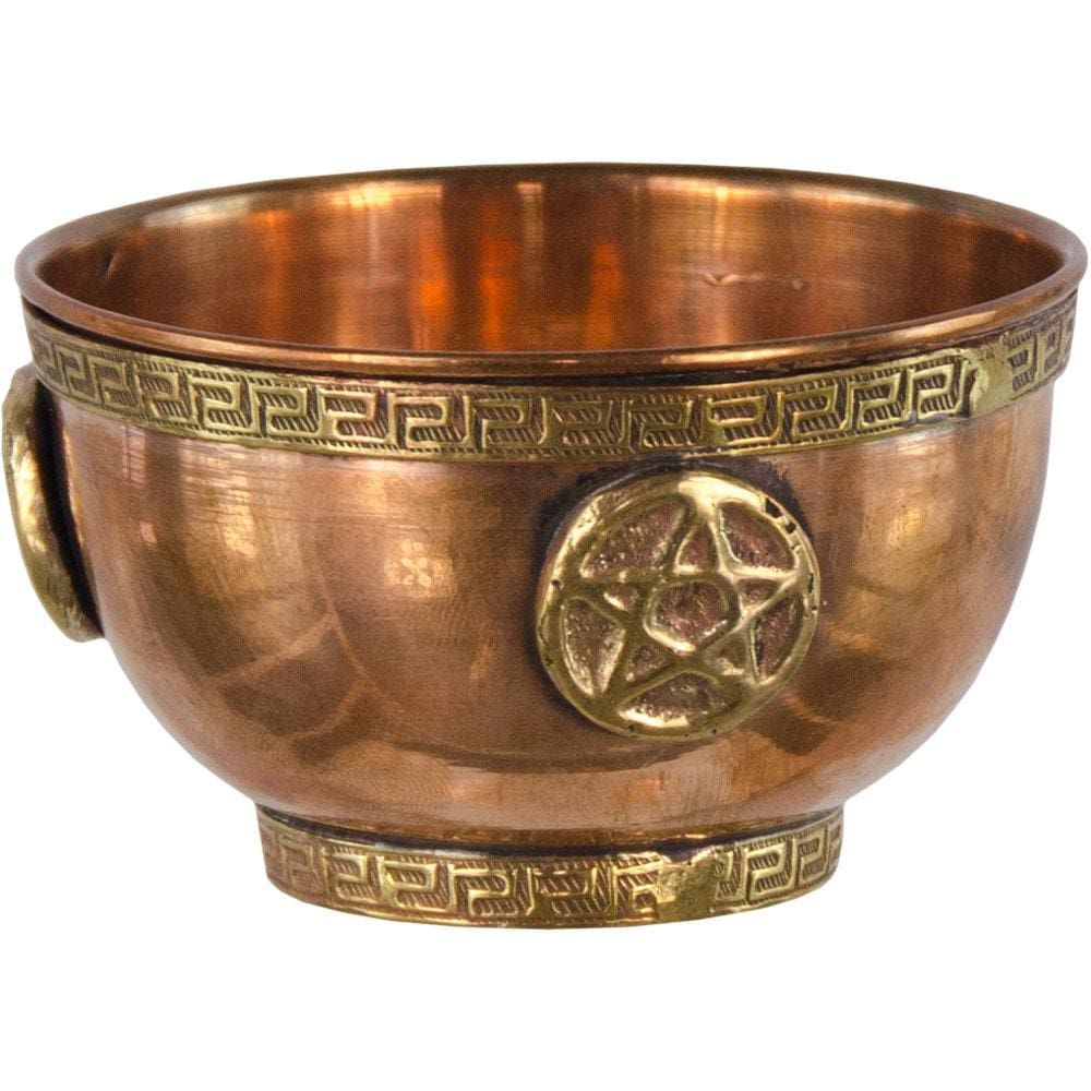 3&quot; Copper Bowl Incense &amp; Charcoal Burner - Pentacle, SKU CB3P, UPC 6016214164128