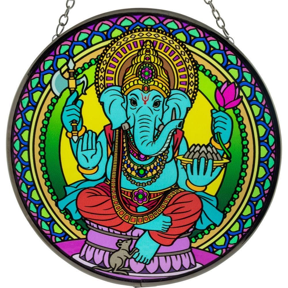 6&quot; Glass Suncatcher - Ganesha, SKU KH-63062, UPC 6016212238289