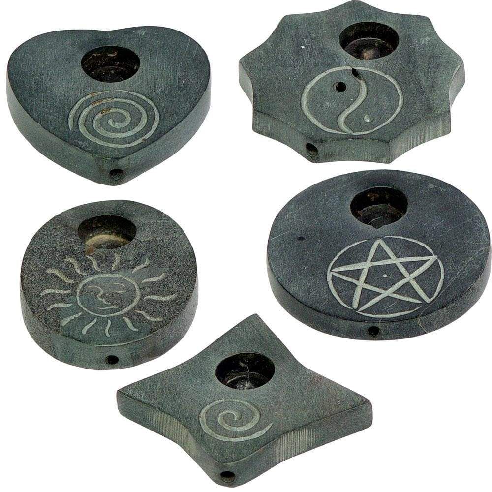 2.75&quot; Soapstone Cone Burners Assortment Black (Set of 5), SKU KH-90200, UPC 6016205772790