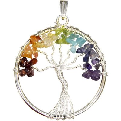 Tree of Life Chakra Gemstone Pendant, SKU KH-99033, UPC 6016213490495