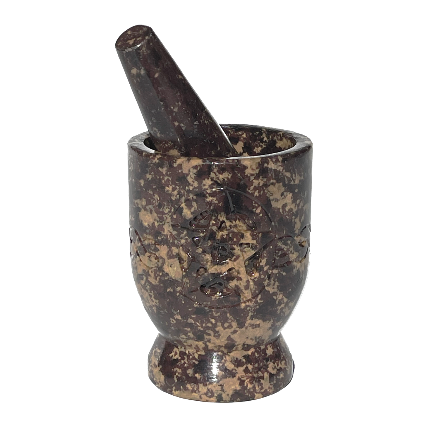 3&quot; Pentacle Knot Carved Soapstone Mortar &amp; Pestle, SKU SOB19, UPC 6016202999961