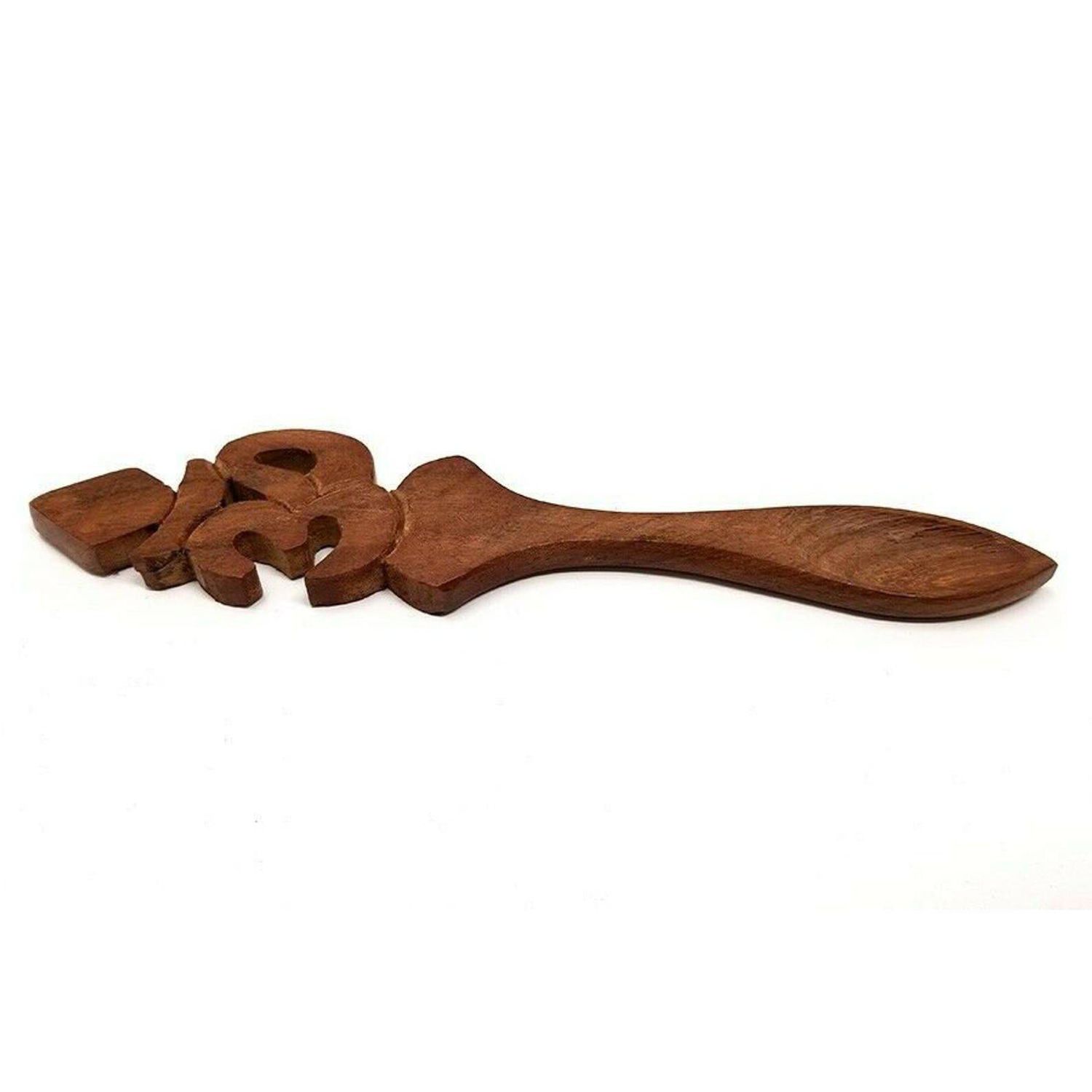6.5&quot; OM Ritual Sheesham Wood Spoon, SKU SPS04, UPC 6016212948973