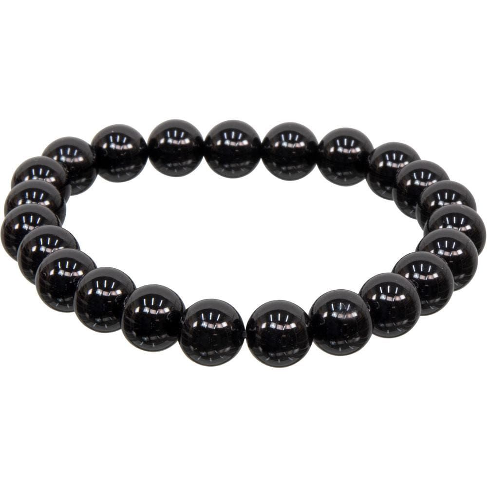 8 mm Elastic Bracelet Round Beads - Black Onyx, SKU KH-98519, UPC 6016214216216