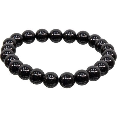 8 mm Elastic Bracelet Round Beads - Black Onyx, SKU KH-98519, UPC 6016214216216