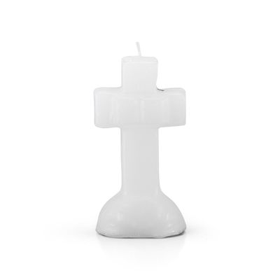 6&quot; Crucifix Cross Altar Candle - White, SKU RM-10912, UPC 6016200094064
