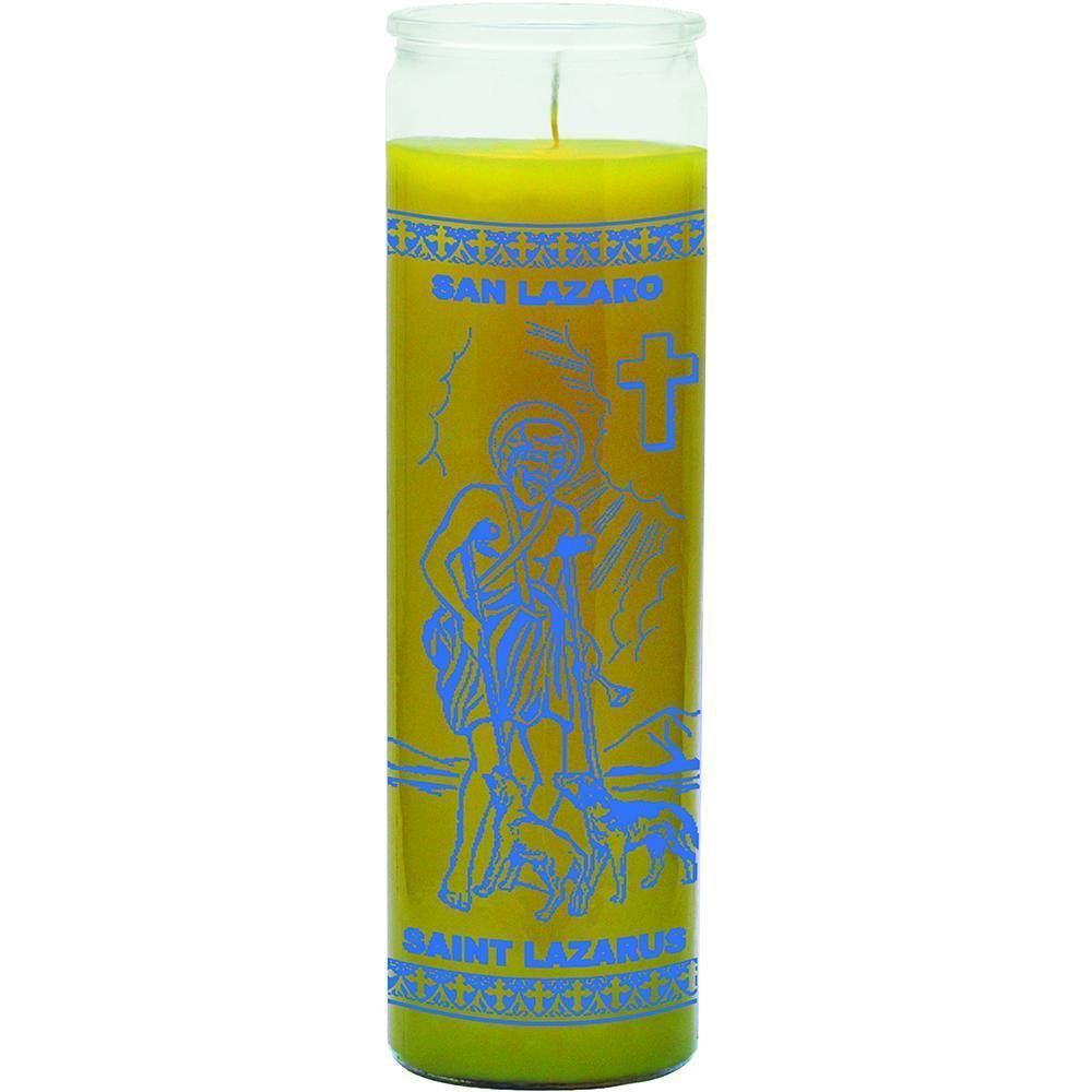 7 Day Glass Candle Religious St. Lazarus - Yellow, SKU WP-575-801, UPC 6016254720711