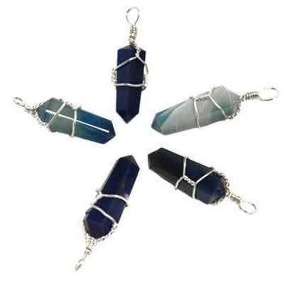 Wire Wrapped Point Pendant - Blue Onyx, SKU JWPOB, UPC 6016225510518