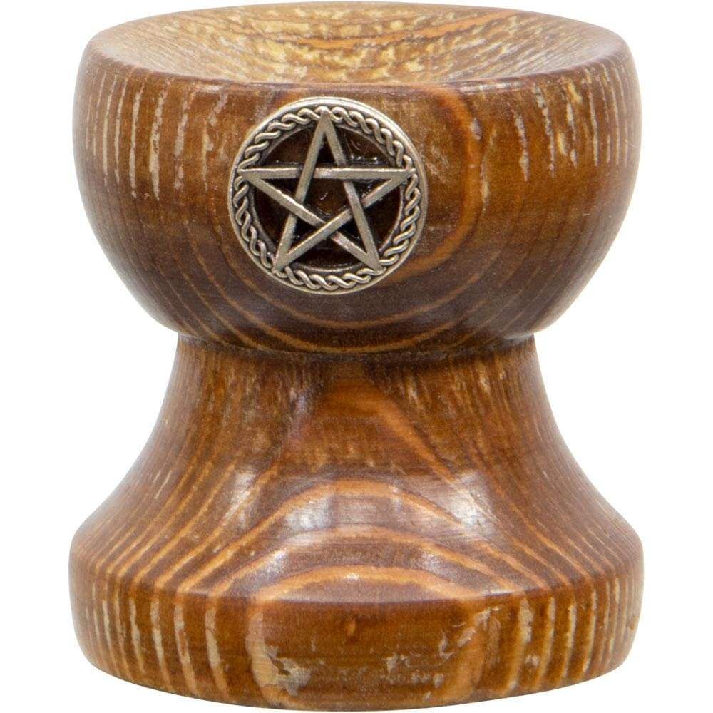 1.5&quot; Wood Sphere Stand - Pentacle, SKU KH-35512, UPC 6016203889827