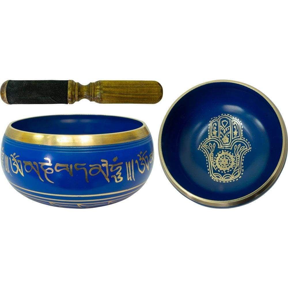 6&quot; Colored Singing Bowl - Fatima Hand - Blue, SKU KH-31548, UPC 6016200390371