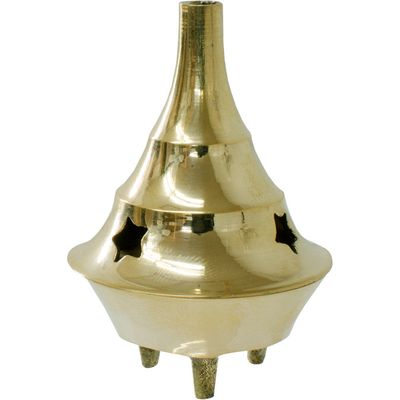 2.5&quot; Brass Cone Incense Burner, SKU BR1601, UPC 6016202429468