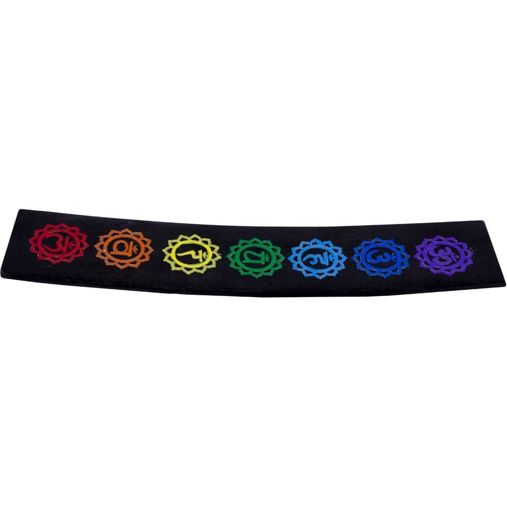 10&quot; Soapstone Wide Incense Holder - 7 Chakras, SKU KH-89141, UPC 6016207381365