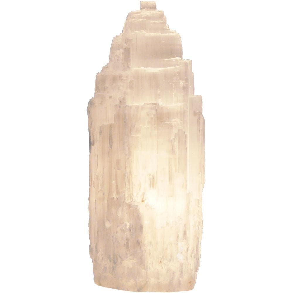 8-10&quot; Gemstone Lamp - Selenite, SKU KH-35800, UPC 6016206133118