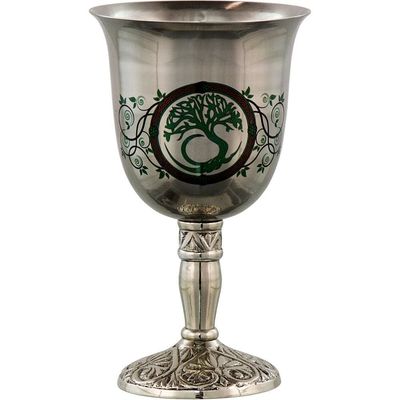 7&quot; Stainless Steel Chalice / Goblet - Print Tree of Life, SKU KH-64505, UPC 6016208722723