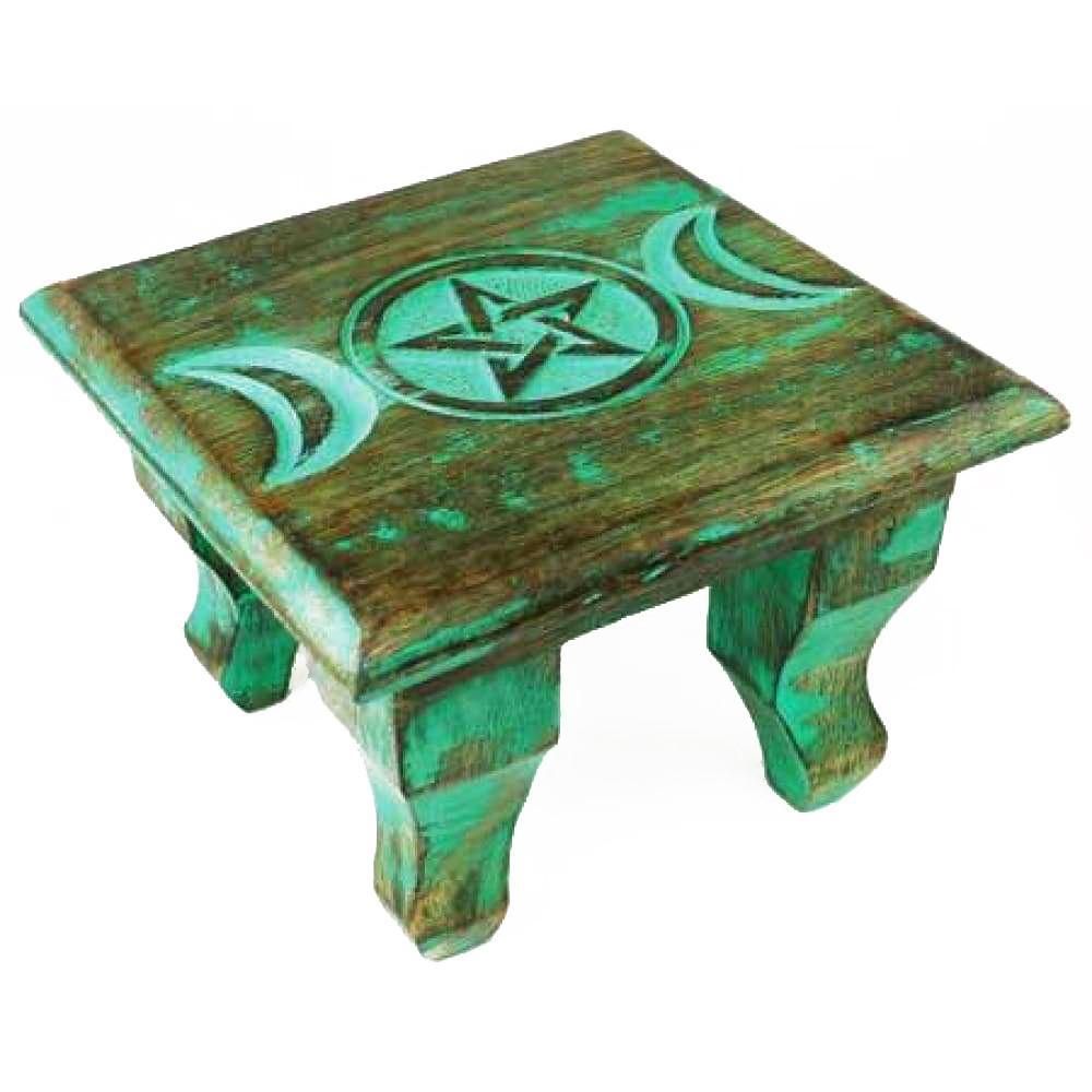 6&quot; Antiqued Triple Moon Altar Table, SKU 646S, UPC 6016205294292