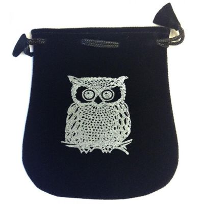 5&quot; x 5&quot; Black Velvet Bag - Owl, SKU Y010-VBOWL, UPC 6016220429433