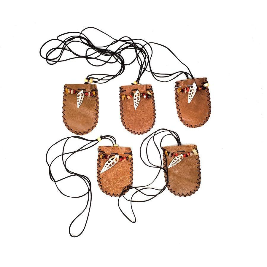 3&quot; x 2&quot; Arrowhead Leather Pouch with Cord, SKU DCBL-14, UPC 6016003350367