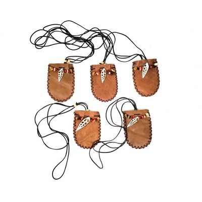 3&quot; x 2&quot; Arrowhead Leather Pouch with Cord, SKU DCBL-14, UPC 6016003350367