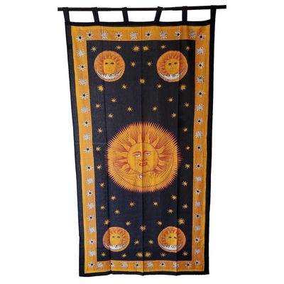 44&quot; x 88&quot; Sun God Golden Black Cotton Curtain, SKU SC77-SG, UPC 6016202240223