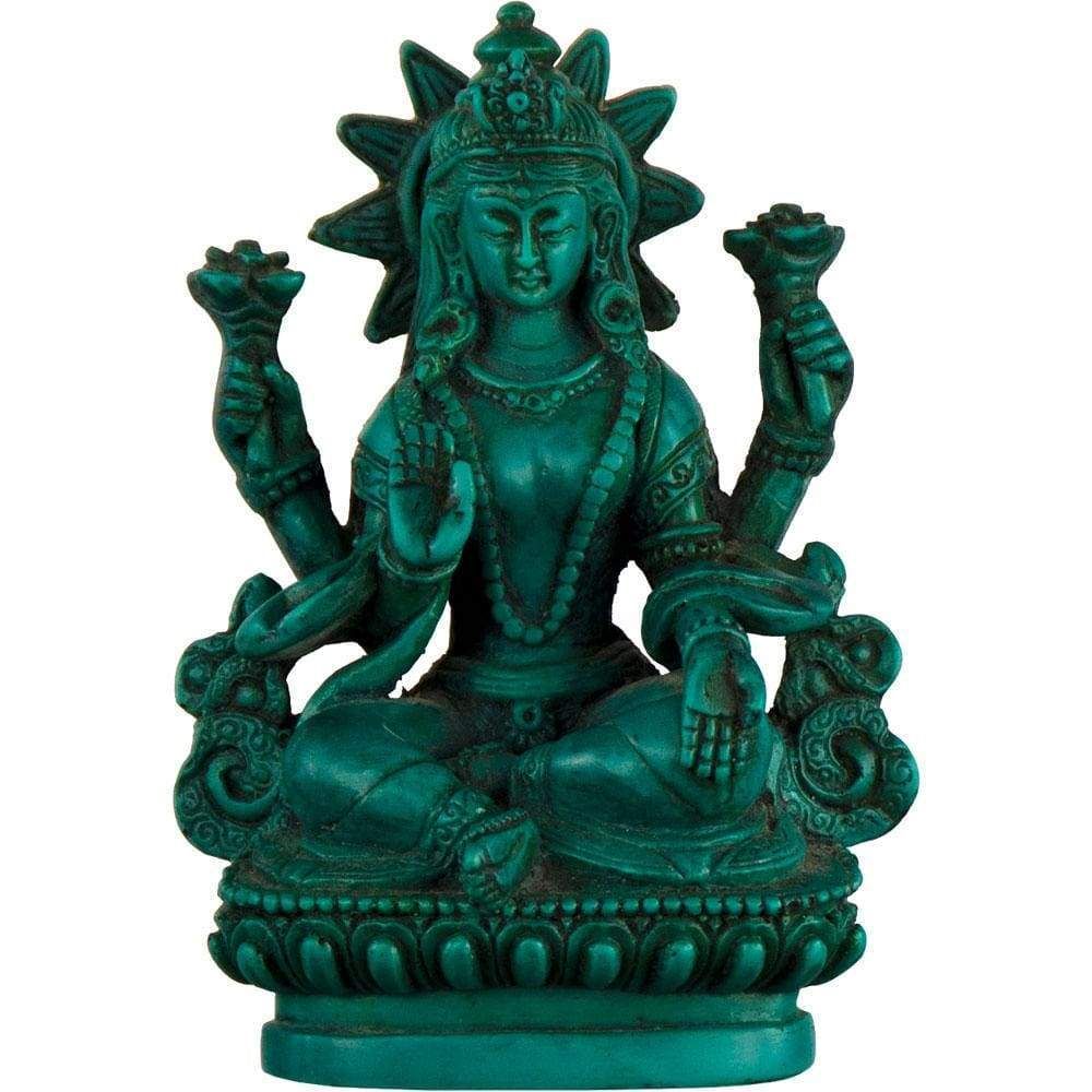 5&quot; Antique Resin Statue - Laksmi - Turquoise, SKU KH-32119, UPC 6016218980953