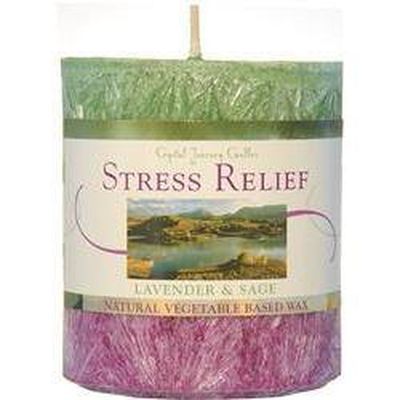 3&quot; x 3.5&quot; Natural Pillar Candles - Stress Relief, SKU CJ-V006, UPC 6016207162148