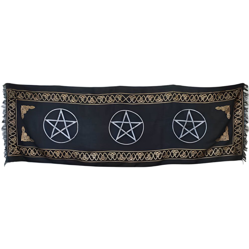 21&quot; x 72&quot; Satin Altar Cloth - Three Pentagram, SKU SC79-WPGS, UPC 6016205243207
