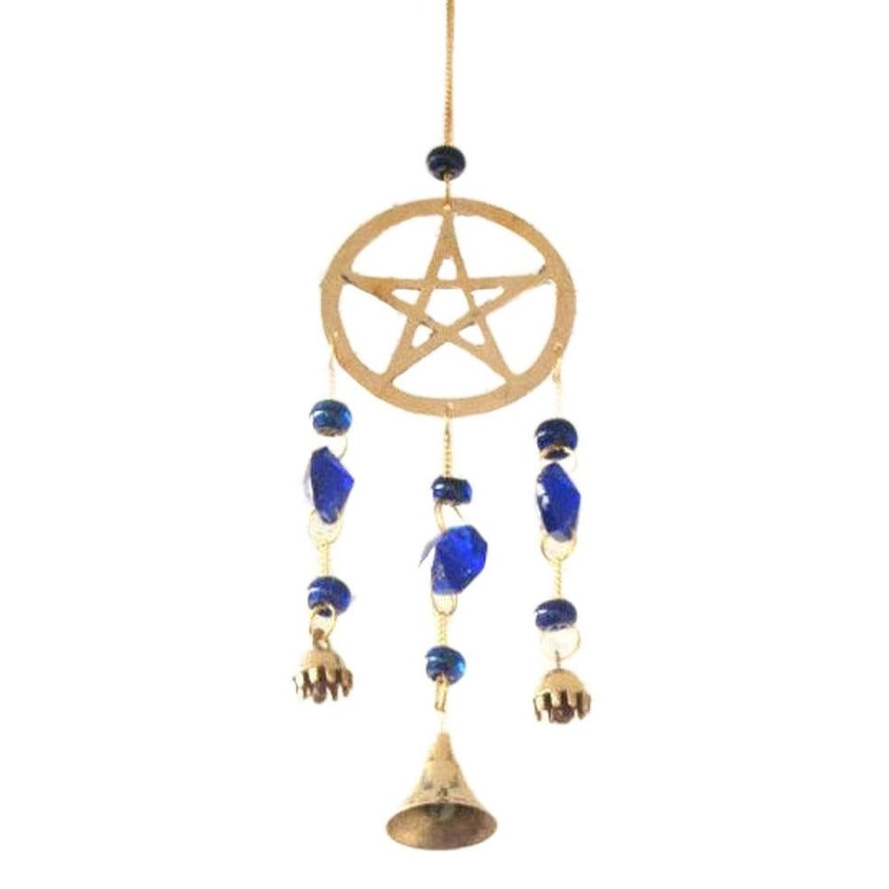 12&quot; Pentagram Brass Wind Chime, SKU 7507, UPC 6016002115158