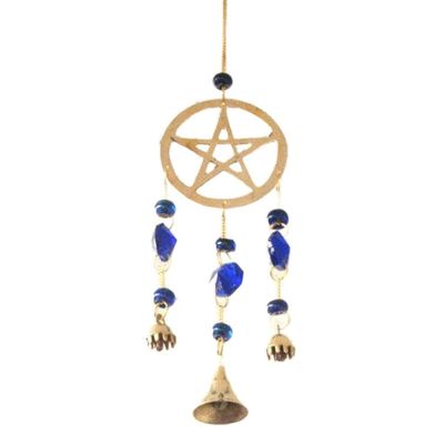 12&quot; Pentagram Brass Wind Chime, SKU 7507, UPC 6016002115158