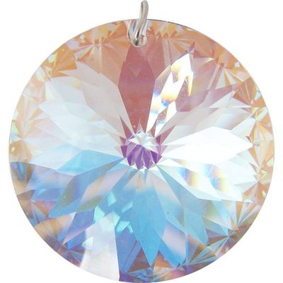 40 mm Prism Crystal - Faceted Disc AB, SKU KH-62660, UPC 6016211542578