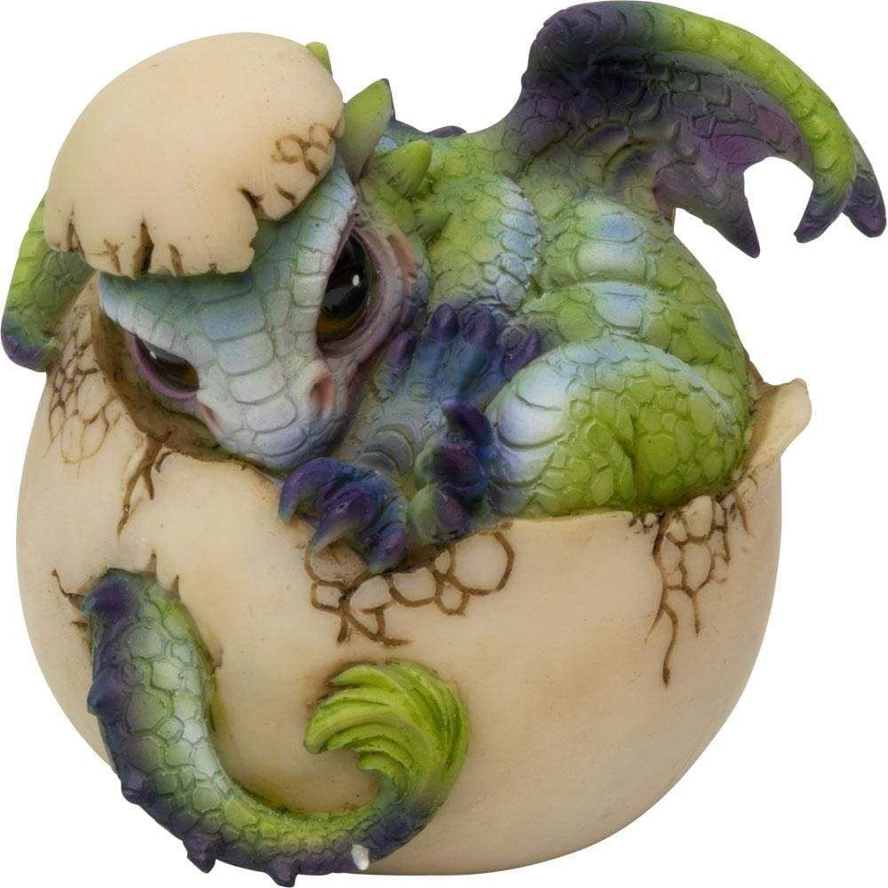 3.25&quot; Polyresin Baby Dragon Figurine - Emerging from Egg, SKU KH-33466, UPC 6016203040037