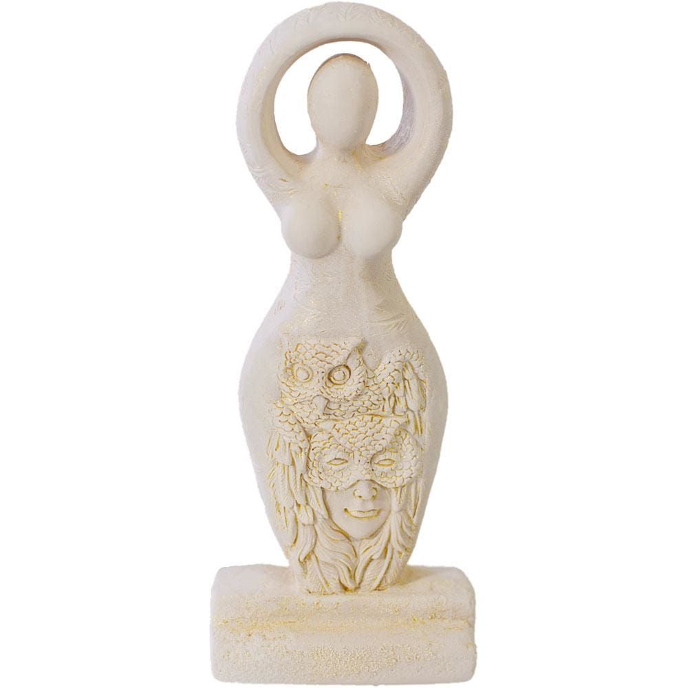 5.5&quot; Gypsum Cement Figurine - Owl Goddess, SKU KH-12196, UPC 6016208792764