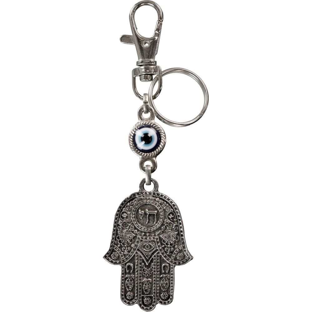 4.5&quot; Evil Eye Talisman Key Ring - Metal Fatima Hand, SKU KH-63363, UPC 6016203539579