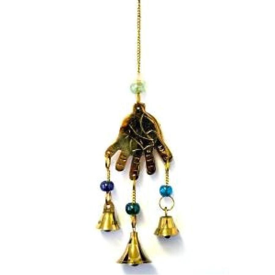 9.5&quot; Hand of Compassion Brass Wind Chime, SKU 7532, UPC 6016204213201