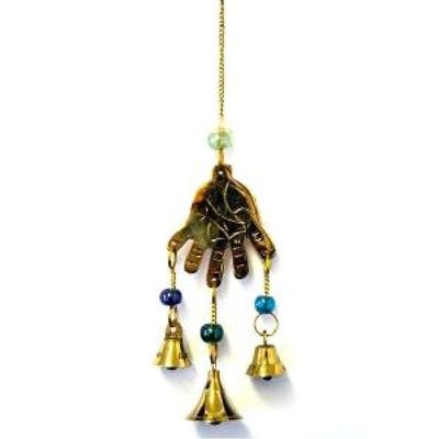 9.5&quot; Hand of Compassion Brass Wind Chime, SKU 7532, UPC 6016204213201