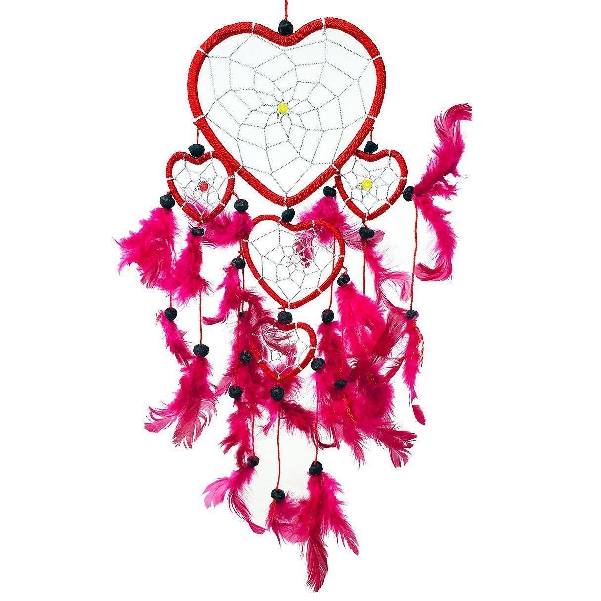 4.5&quot; Dream Catcher - Heart with Feathers, SKU DC15, UPC 6016203165136