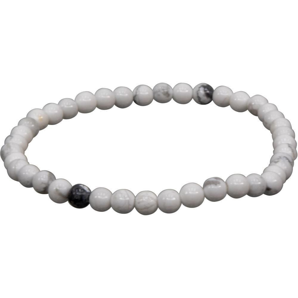 4 mm Elastic Bracelet Round Beads - Howlite, SKU KH-98697, UPC 6016227987936