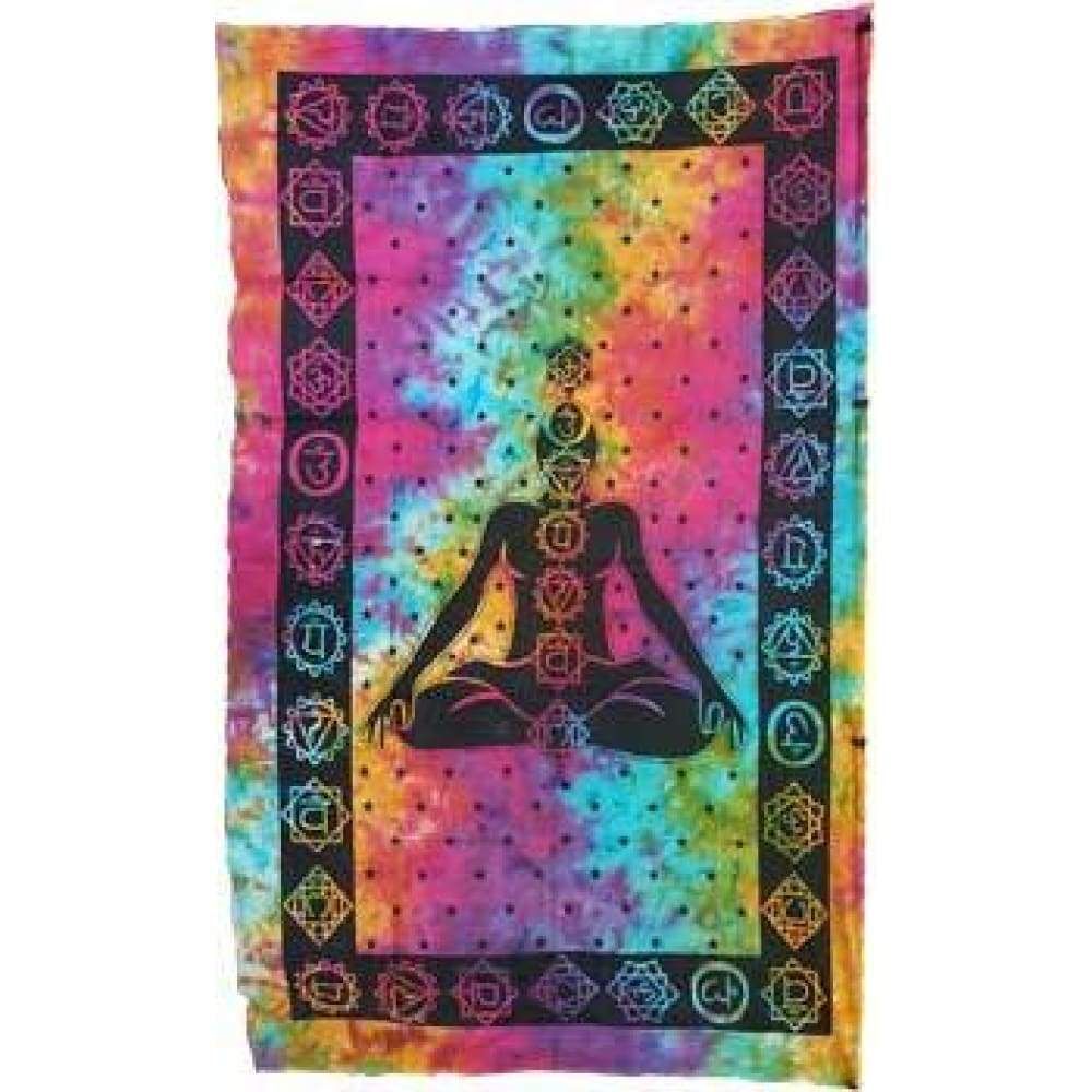 54&quot; x 86&quot; Seven Chakra Tie Dye Tapestry, SKU X208-TST-SCH, UPC 6016200296222