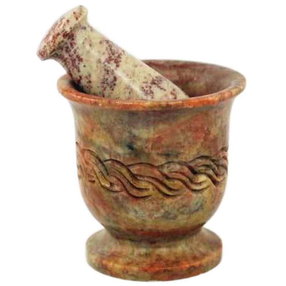 3&quot; Simple Celtic Soapstone Mortar &amp; Pestle Set, SKU SOB25, UPC 700317303367