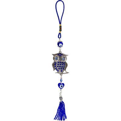 11.75&quot; Evil Eye Talisman - Glass Owl, SKU KH-63391, UPC 6016208496488