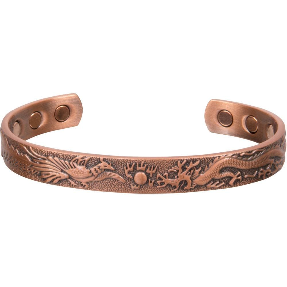 Antique Copper Magnetic Bracelet - Phoenix &amp; Dragon, SKU KH-95292, UPC 6016219851894