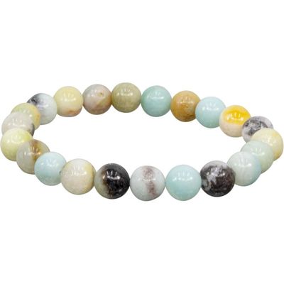 8 mm Elastic Bracelet Round Beads - Mixed Amazonite, SKU KH-98617, UPC 6016224889813
