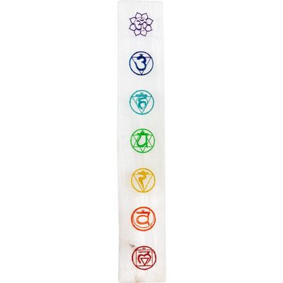 9.75&quot; Selenite Charging Plate - Chakras, SKU KH-89575, UPC 6016205831848