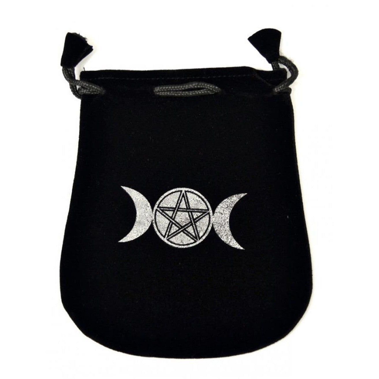 5&quot; x 5&quot; Black Velvet Bag - Triple Moon Pentagram, SKU Y002-VBTM, UPC 6016211183115