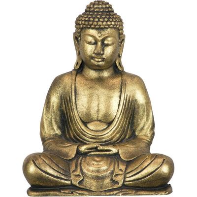 9&quot; Polyresin Statue - Meditating Buddha - Golden, SKU KH-33101, UPC 6016227946964