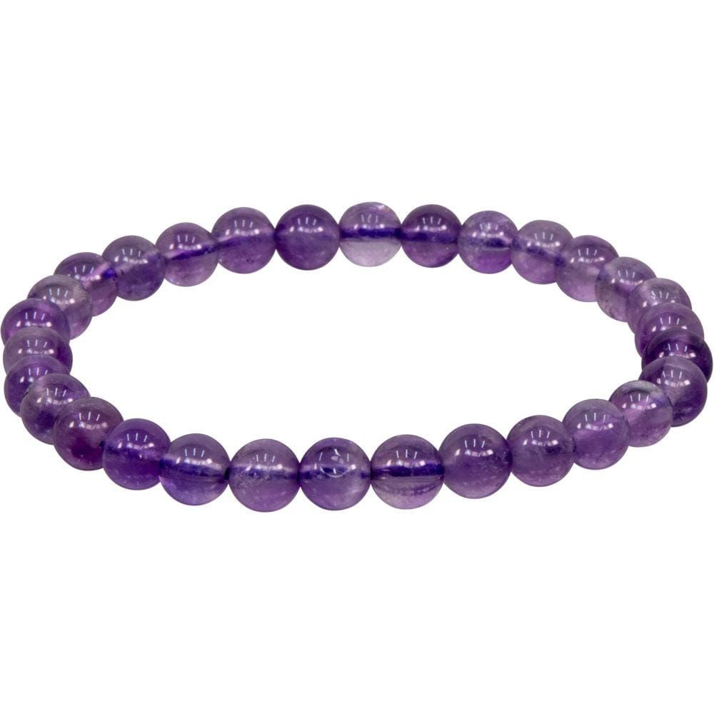 6-8 mm Elastic Bracelet Round Beads - Amethyst, SKU KH-98573, UPC 6016218799746