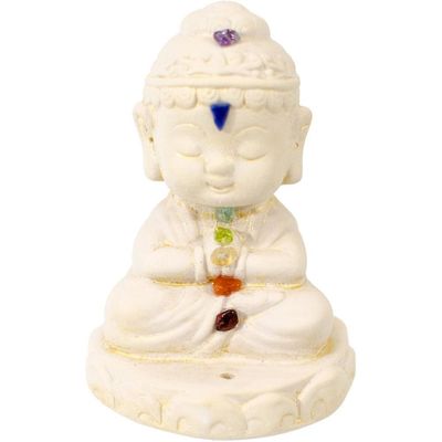 3.5&quot; Gypsum Cement Statue Incense Holder - Chakra Buddha, SKU KH-12191, UPC 6016209032036
