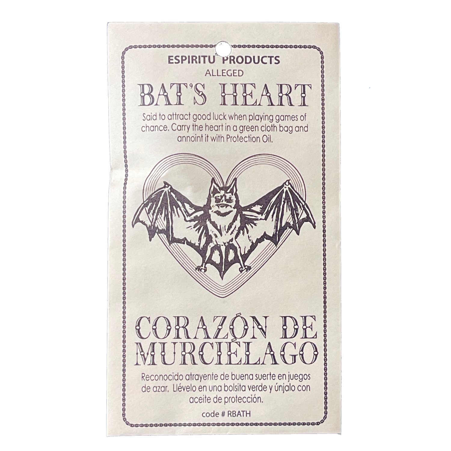 Bat’s Heart in Envelope, SKU RM-10375, UPC 6016205991924
