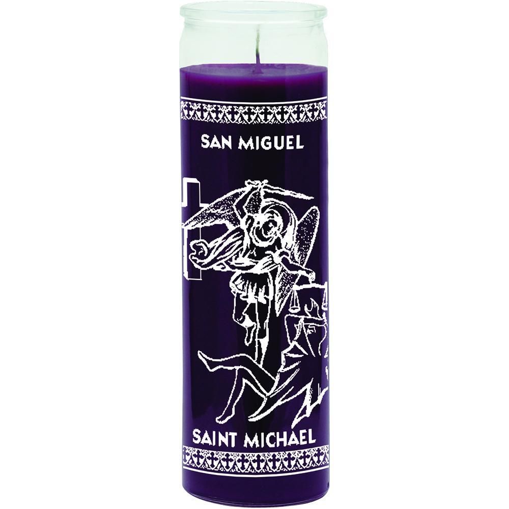 7 Day Glass Candle St. Michael - Purple, SKU WP-575-806-11, UPC 6016008671603