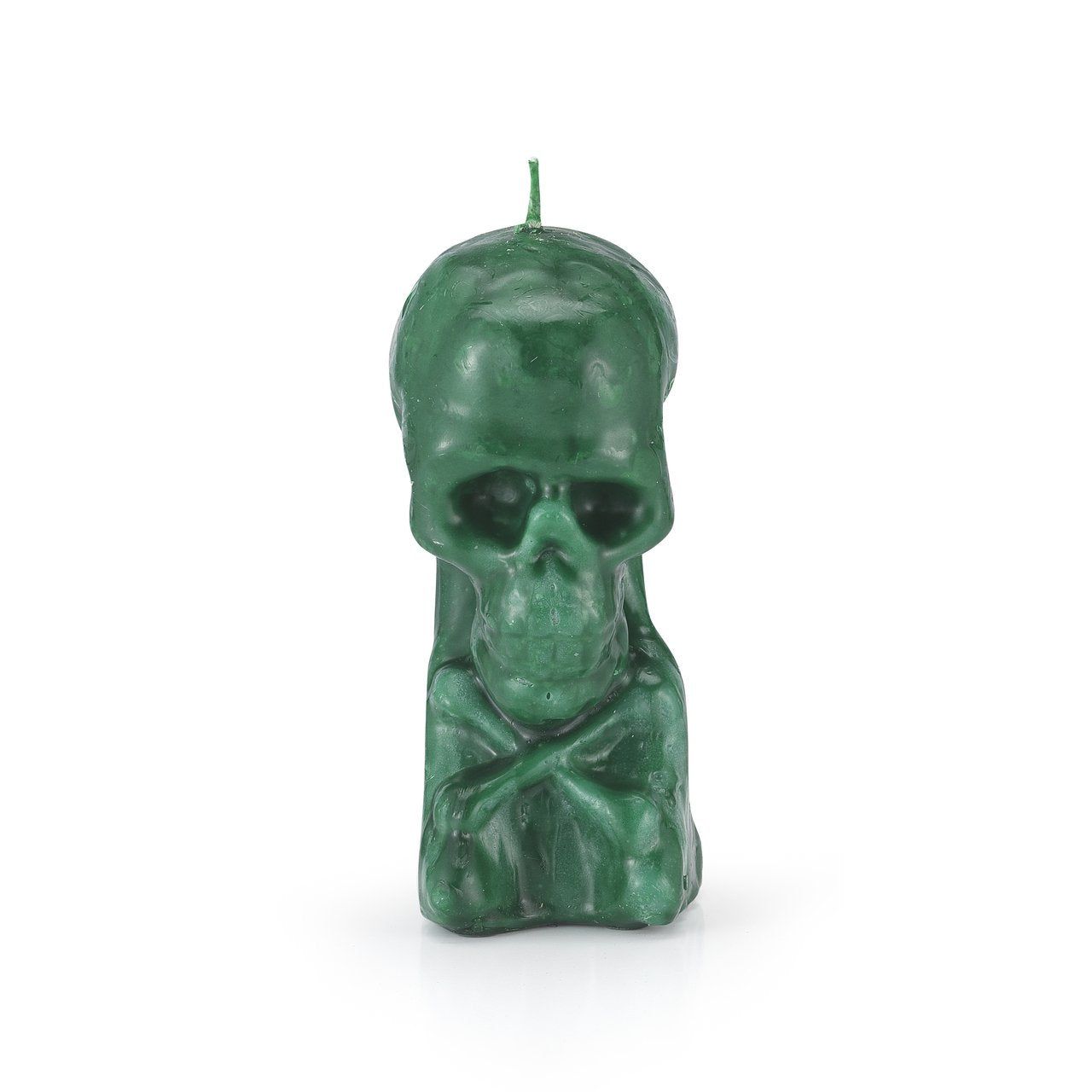 5.5&quot; Skull with Neck Candle - Geen, SKU RM-10959, UPC 6016205263229