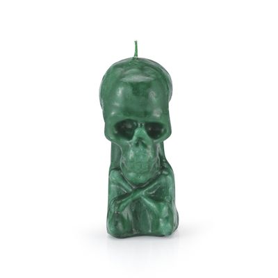 5.5&quot; Skull with Neck Candle - Geen, SKU RM-10959, UPC 6016205263229