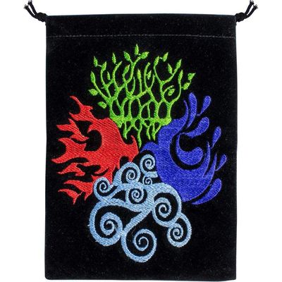 5&quot; x 7&quot; Embroidered Unlined Velvet Bag - 4 Elements, SKU KH-60144, UPC 6016204656602